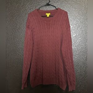 Duck Head 100% Cotton Maroon Cable Knit Pullover Sweater Size XL